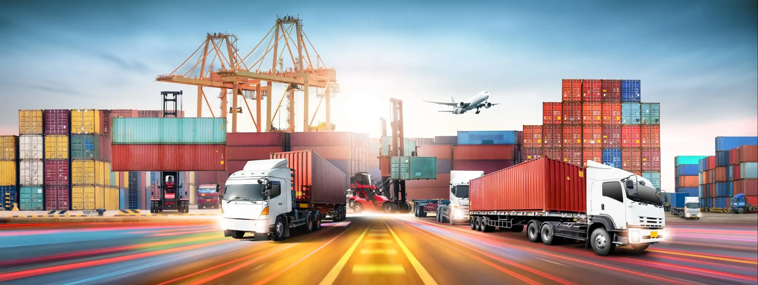 Cargo warehouse and shipping containers at customs